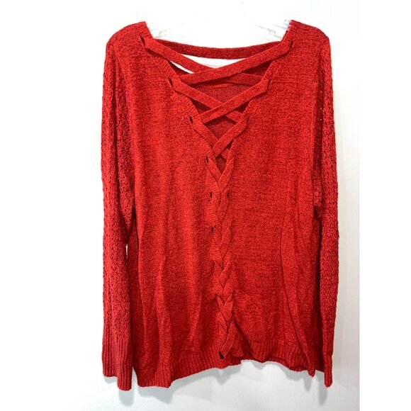 Red Maurices XXL Sweater With Lace-Up Back & Long Sleeves‎ - Picture 2 of 7